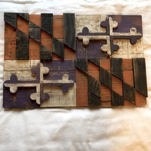 Wood sign/flag - Maryland - purple/white & orange/black